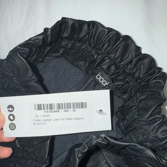 BOOHOO Black Faux Leather Jogger Pants - Picture 2 of 3